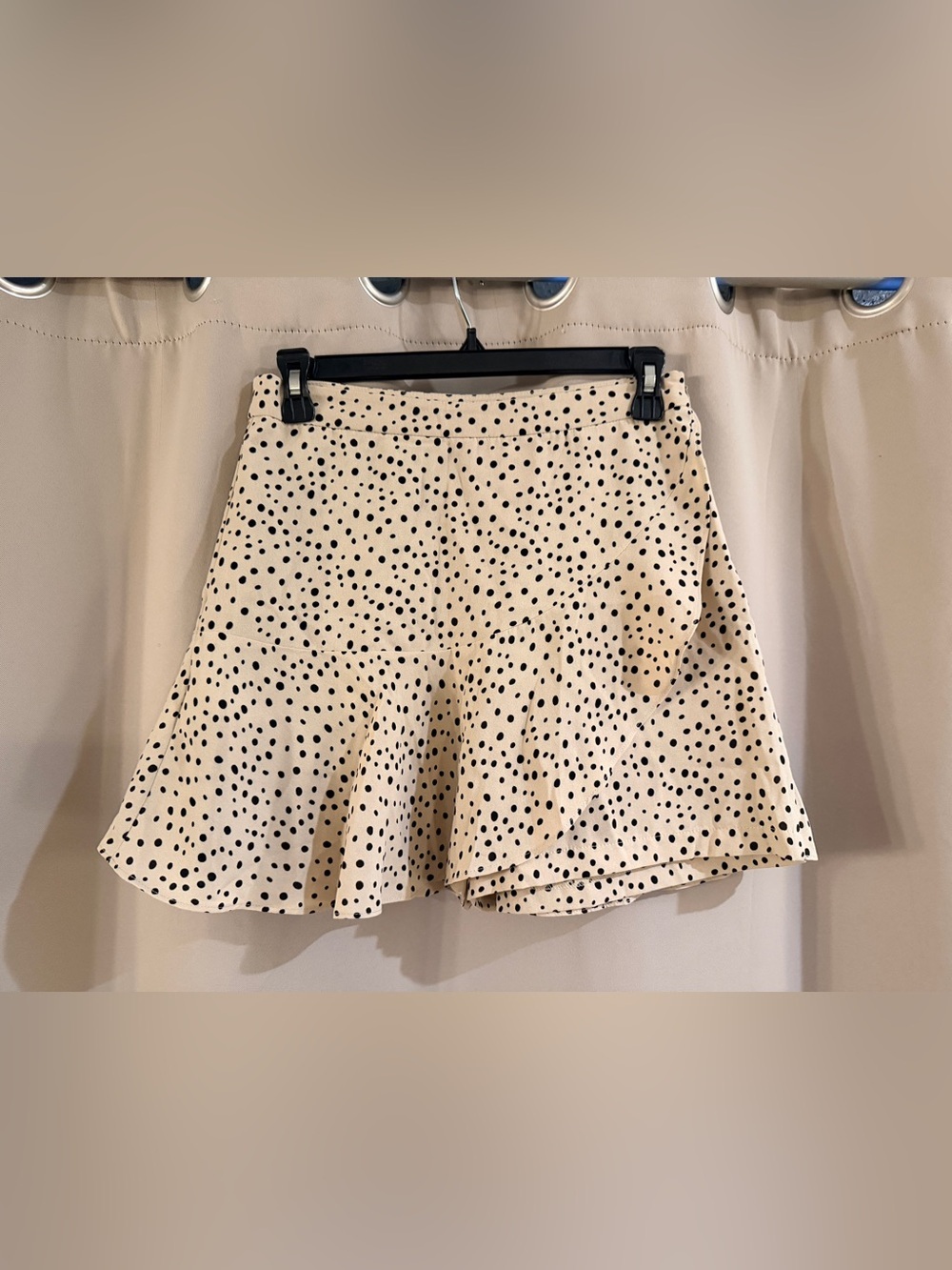 NWT Potter’s Pot Beige Polka Dot Mini Skirt - Flirty Ruffle Hem